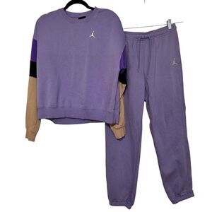 Jordan Nike Lavender Colorblock Crewneck Sweatsuit Set Jumpman Women's Medium